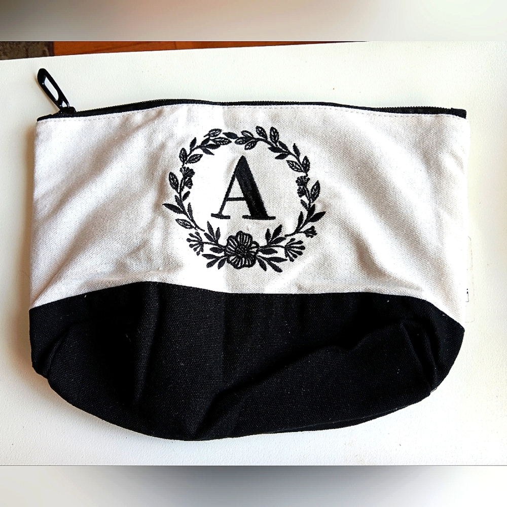 NIB NWT Monogrammed Canvas  Cosmetic Bag